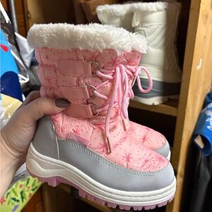 Pink Snowflake Winter Boots
